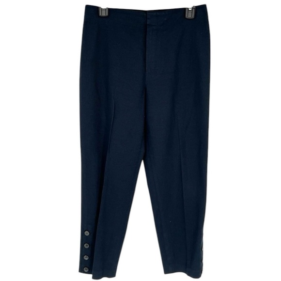Club‎ Monaco Navy Blue Pants Button Hem Ankle Trouser Straight Leg - Picture 1 of 12